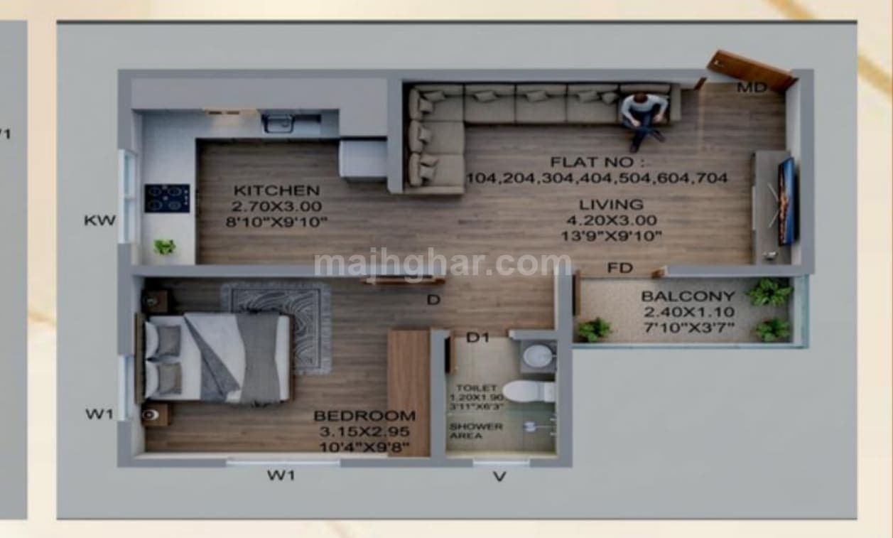 1 bhk new flat in sai avenue kiwale pune